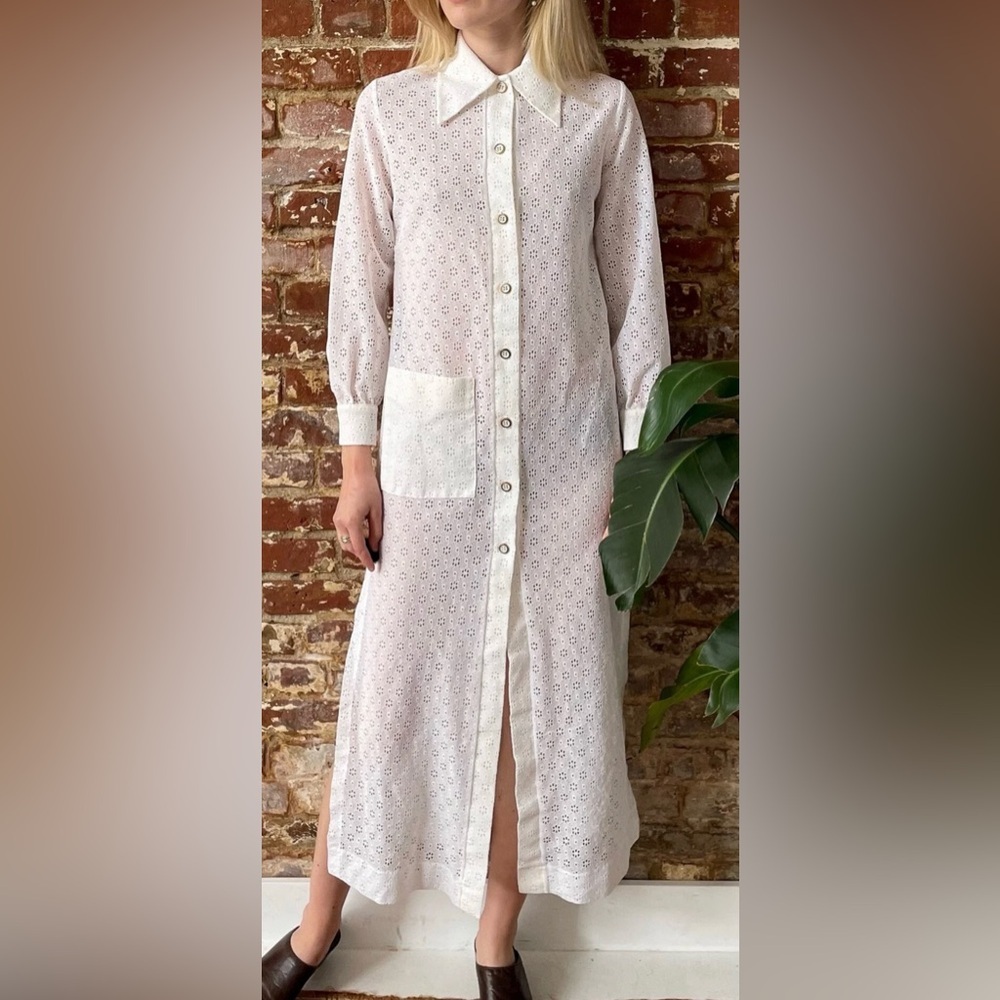 Caron International Vintage White Eyelet Lace Cover Up Dress White Lace …